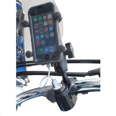 GEARS Dual USB Port Charger with 1in. Ball Mounts Chrome 100366-15