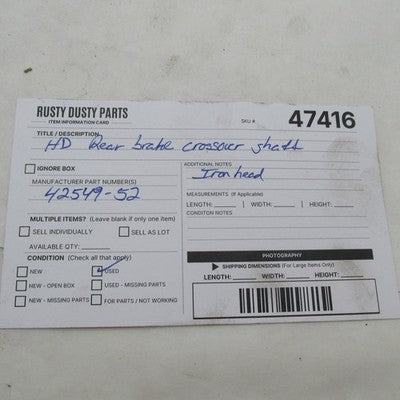 Harley 52-74 K-Model Sportster XL Rear Brake Pedal Crossover Shaft 425