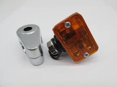Harley Chrome Square Amber Lens Marker Light 5/8" Clamp 78-089