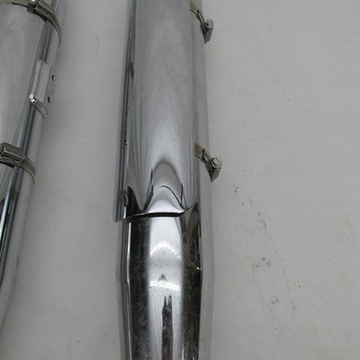 Pair of Harley OEM Twin Cam Softail Chrome Mufflers w/ Shields 65090-0