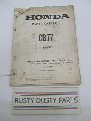 Honda Official Factory CB77 HC 12095 Parts Catalog Manual