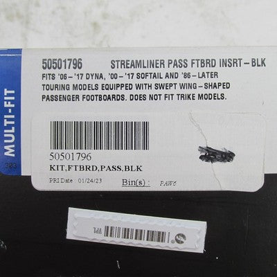 Pair of Harley OEM NIB Streamliner Passenger Footboard Inserts Black 5
