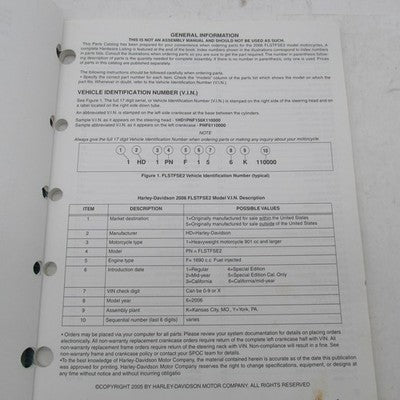Harley Davidson OEM 2006 FLSTFSE2 Model Parts Catalog Official Factory