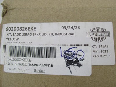Harley Davidson Genuine NOS NIB RH Saddlebag Speaker Lid Kit Yellow 9