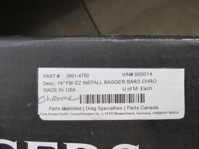 Fat Baggers NOS 905014 EZ Install Pointed Top Handlebars 14", Chrome 0