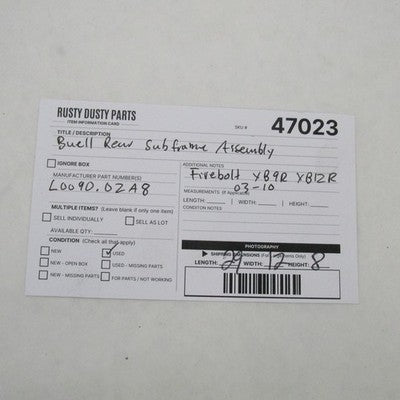 Buell OEM 03-10 XB Series Tail Section Rear Subframe L0090.02A8