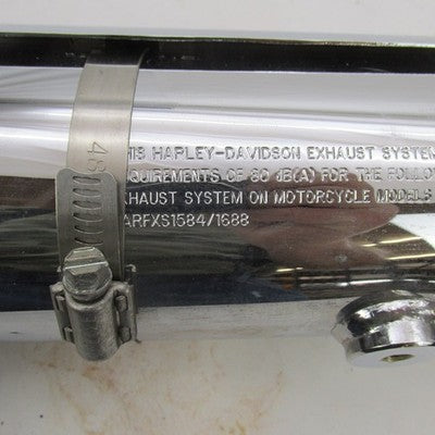 Pair Harley OEM Chrome Catalytic Slip-On Exhaust Mufflers FXST 08-17 6