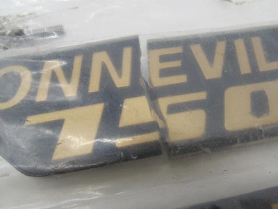 Pair of Triumph Bonneville 750 Black & Gold Side Panel Badges (One is Broken)