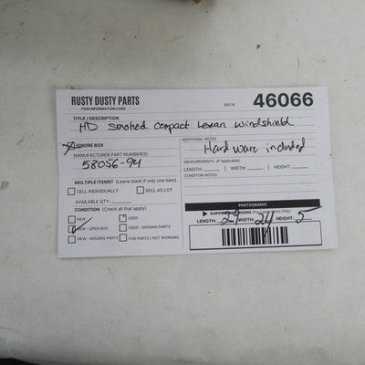 Harley Davidson NOS OEM Smoked Compact Lexan Windshield w/Hardware 580