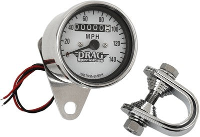 Drag Specialties Mini Speedometer 1:1 Ratio with White Face DS-244134