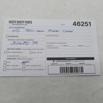 Harley Davidson OEM Chrome Twin Cam USA Timer Timing Points Cover 3268
