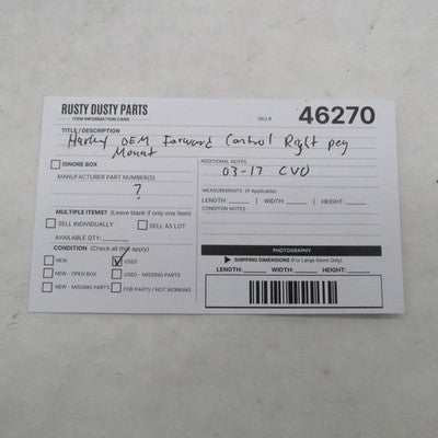 Harley Davidson OEM Chrome Forward Control Right Peg 03-17 CVO DYNA 33