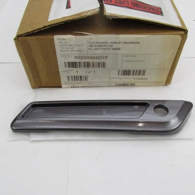 Harley OEM NOS Right RH Saddlebag Latch Faceplate, Charcoal Pearl 9020