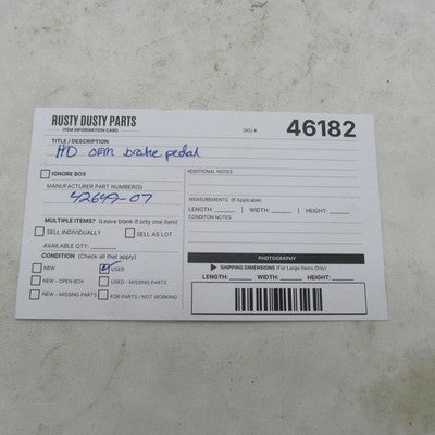 Harley OEM Sportster Forward Control Brake Pedal Gloss Black 42649-07