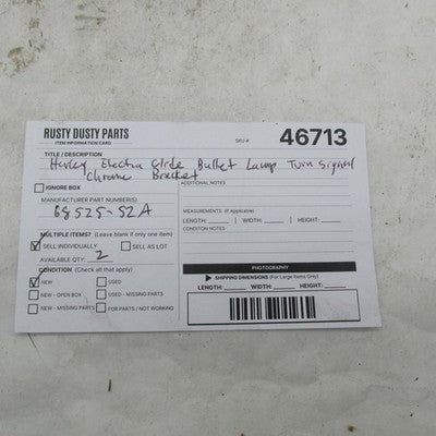 Harley OEM FL/FLH Electra Glide Bullet Lamp Turn Signal Bracket Chrome