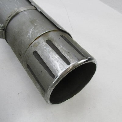 Pair of Harley Chrome Mufflers w/ Crossover Pipe+Tips/Sheilds 64900112