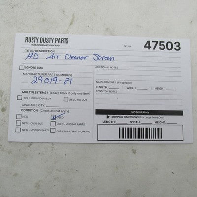Harley Davidson OEM Air Cleaner Screen Shovelhead Sportster 29019-81