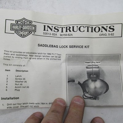 AMF Harley Davidson OEM NOS Tour pack Latch Lock Service Kit 53513-82A