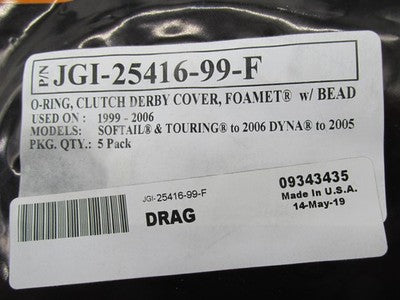 Lot of 6 James Gaskets Harley Clutch Derby O-Rings JGI-25416-99-F
