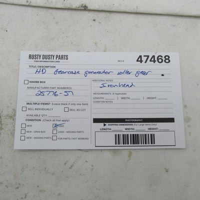 Harley Genuine Gearcase Generator Idler Gear & Shaft XL XLH XLCH 57-78
