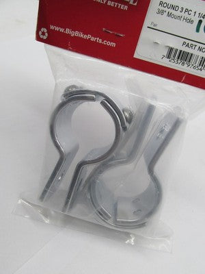 Pair of Show Chrome Round 3 Piece 1-1/4" 1.25" Clamps 3/8" Mount Hole