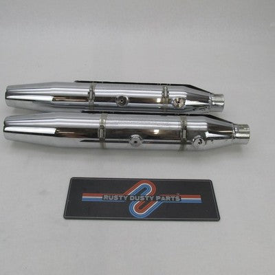 Pair Harley OEM Chrome Catalytic Slip-On Exhaust Mufflers FXST 08-17 6