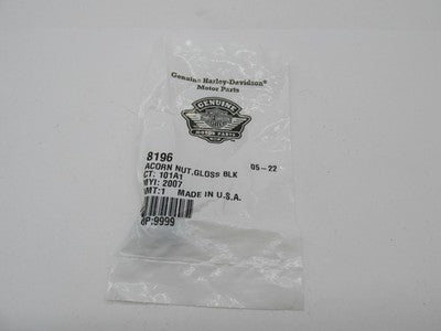 Harley-Davidson Genuine OEM NOS Gloss Black Acorn Nut 8196