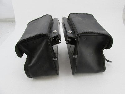 Pair of Auburn Black Leather Lockable Harley Davidson Saddlebags with