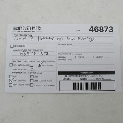 Lot of 7 Harley Davidson OEM Rocker Box Oil Line Fittings Sportster XL