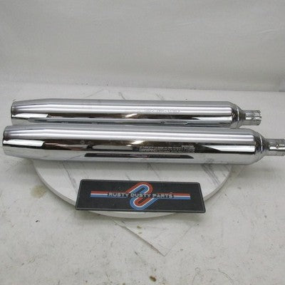 Harley Davidson OEM Set of Chrome Slip On Exhaust Mufflers 65538-95B 6