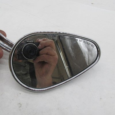 Harley OEM Chrome Script Logo Teardrop Mirror w/ Solid Grooved Short S