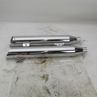 Pair of Harley OEM Chrome Front and Rear Mufflers Dyna 08-17 64987-08