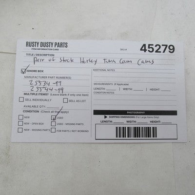 Harley Davidson Genuine Set of Twin Cam Camshafts 25534-99 25544-99