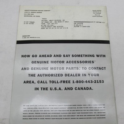 Harley Davidson 1996 Genuine Motor Accessories & Parts Catalog 99566-9