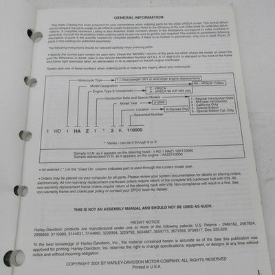 Harley-Davidson Official Factory 2002 VRSCA Model Parts Catalog 99457-