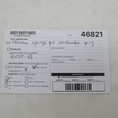 Lot of 8 Harley Davidson OEM NOS Springs Gas Accelerator Springs 40509