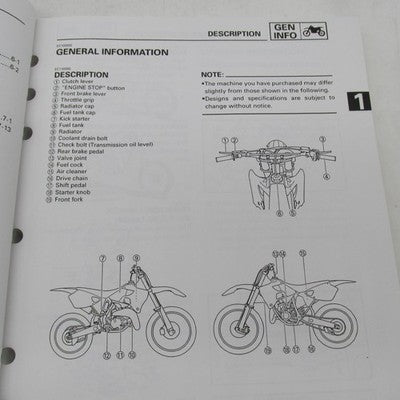 Yamaha YZ125L1 Owners Service Manual Operator Guide LIT-11626-12-26 5E