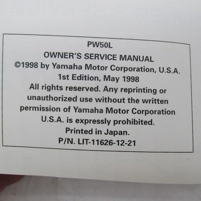 Yamaha PW50L Owner's Service Manual LIT-11626-12-21