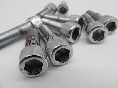 LOT of 9 Harley NOS 3/8"-24 x 1-1/4" Socket Head Screws, Chrome 94370-