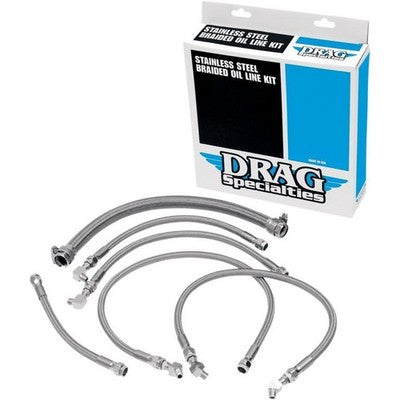 Drag Specialties Stainless Steel Braided Oil Line Kit 0711-0034