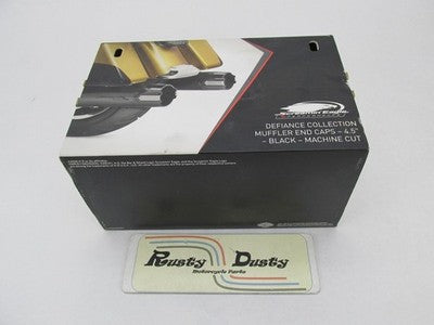Harley Davidson Genuine NOS Black Defiance Muffler 4.5" End Caps 65100