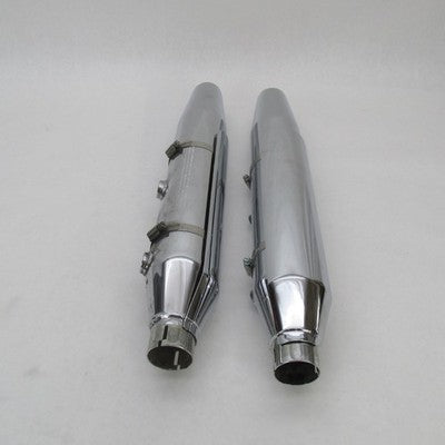 Pair Harley OEM Chrome Catalytic Slip-On Exhaust Mufflers FXST 08-17 6