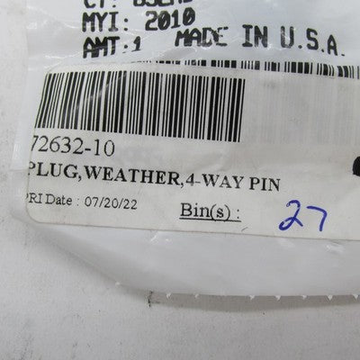 Harley-Davidson OEM 4-Way Pin Weather Plug Connector 72632-10