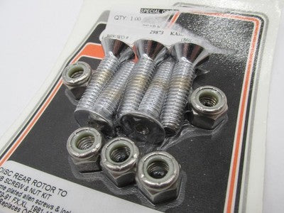 V-Twin NOS Harley Rear Brake Rotor Allen Screw Bolt Set 8791-10 | 1605