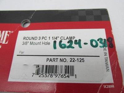 Pair of Show Chrome Round 3 Piece 1-1/4" 1.25" Clamps 3/8" Mount Hole