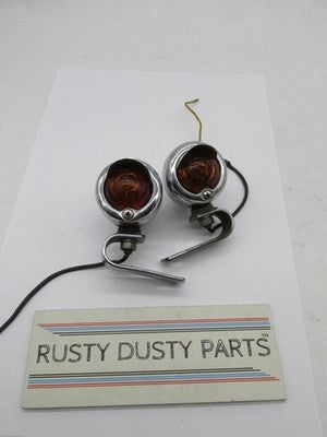 Pair of Harley Davids Yankee Guide Bullet Amber Turn Signals with Viso