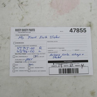Harley Davidson Showa OEM Pair of Front Fork Slider 45915-00 (R) 45916