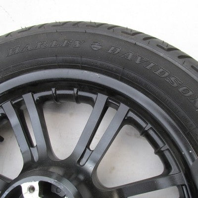 Harley-Davidson OEM Black 7-Spoke Dual Disc Front Wheel w/ Dunlop D402