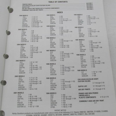 Harley Davidson OEM 1989-2006 Painted Parts Catalog Official Factory 9