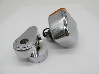 Harley Chrome Square Amber Lens Marker Light 5/8" Clamp 78-089